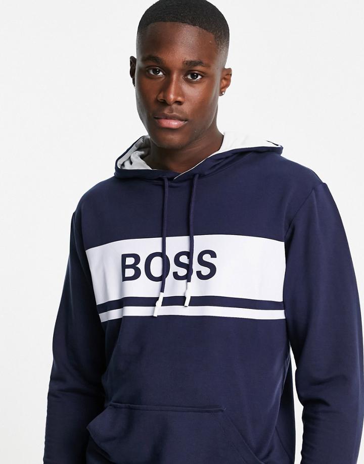 Boss Bodywear Logo Hoodie In Navy