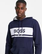 Boss Bodywear Logo Hoodie In Navy