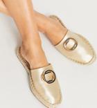 Asos Design Wide Fit Jolene Hardware Espadrille Mules In Gold