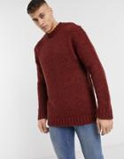 River Island Boucle Sweater In Rust-red