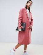 Na-kd Tie Sleeve Tailored Coat In Pink - Pink