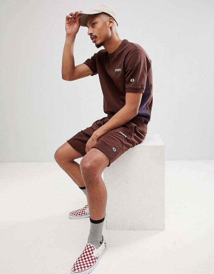 Champion X Wood Wood Short Sleeve Boredom Sweat In Brown - Red