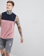 Asos Design Tank With Dropped Armholes And Contrast Yoke Panel - Multi