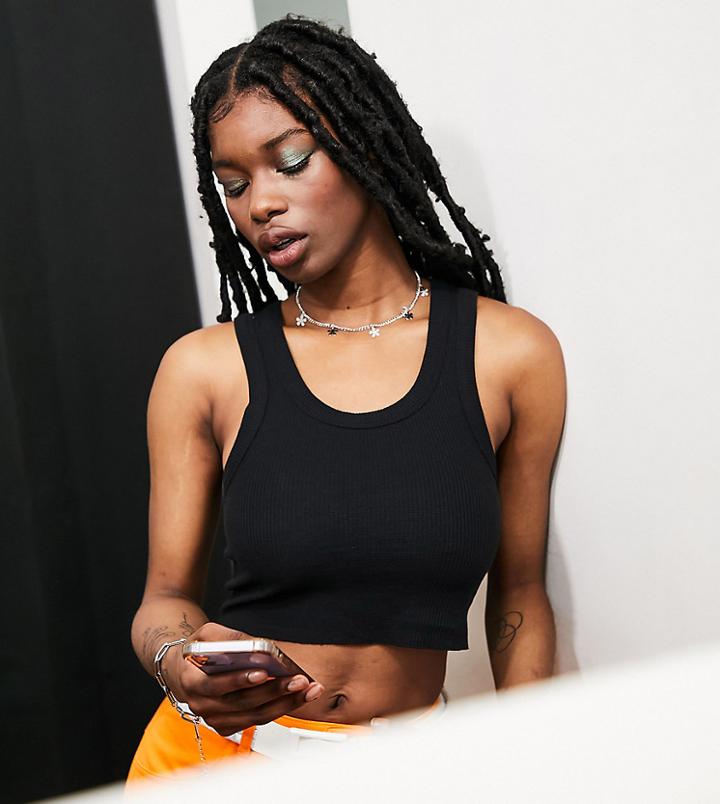Collusion Waffle Tank Top In Black