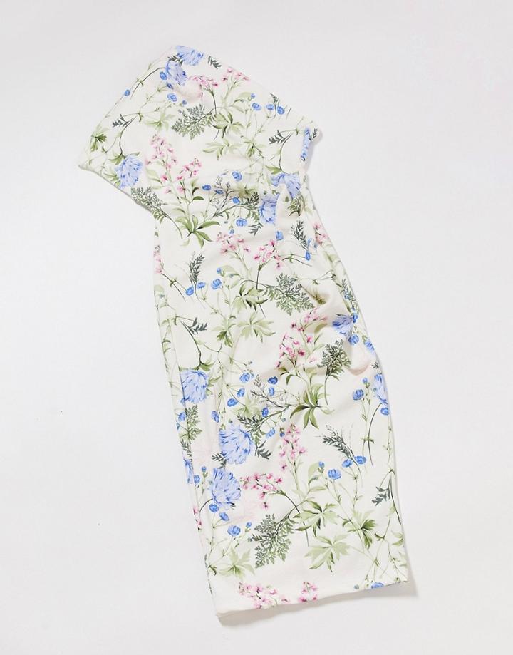 Asos Design One Shoulder Midi Dress In Floral Print-multi