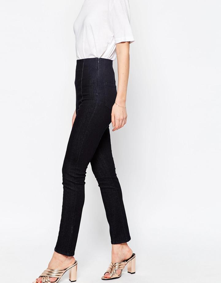 Asos Denim High Waisted Straight Leg In Indigo - Indigo