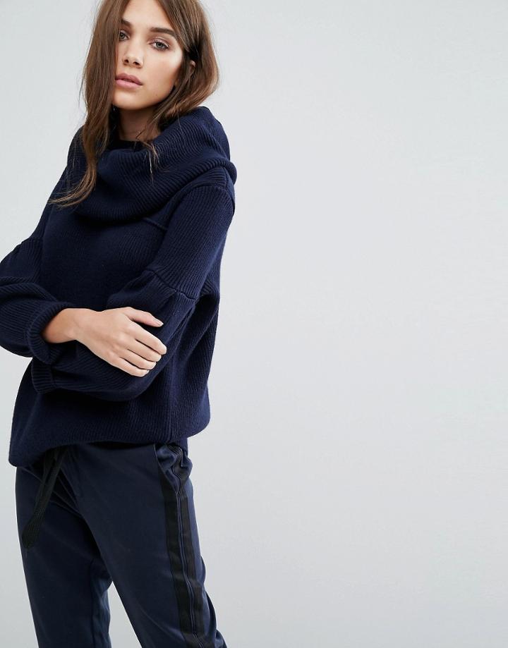 Warehouse Infinity Scarf Sweater - Navy