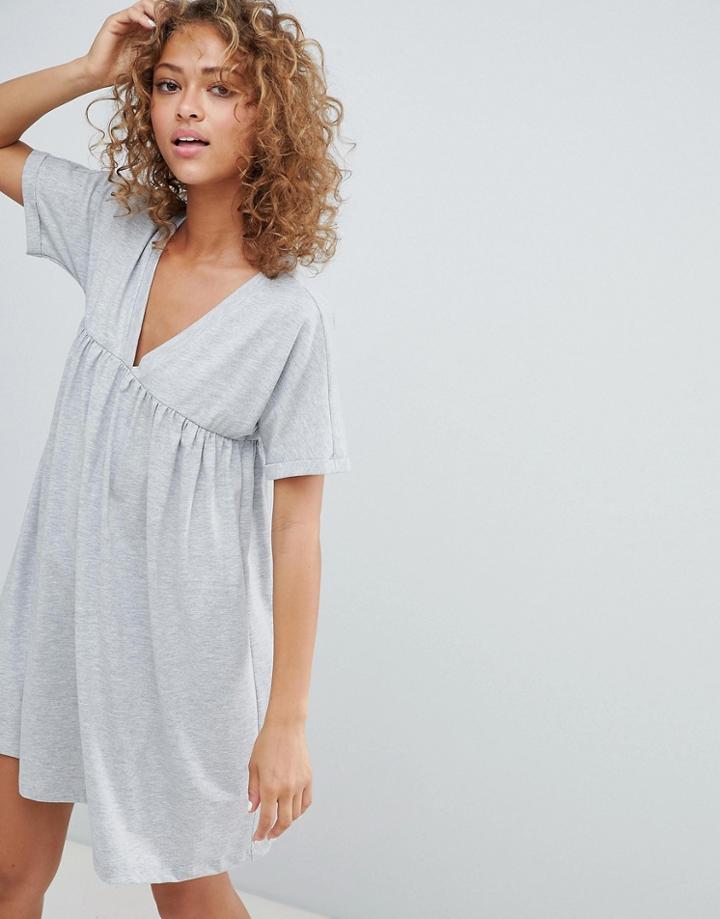 Asos Design Ultimate Cotton Smock Dress - Gray
