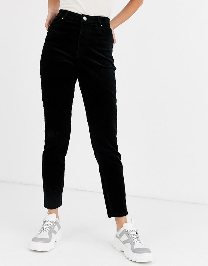 Monki Cord Skinny Pants In Black