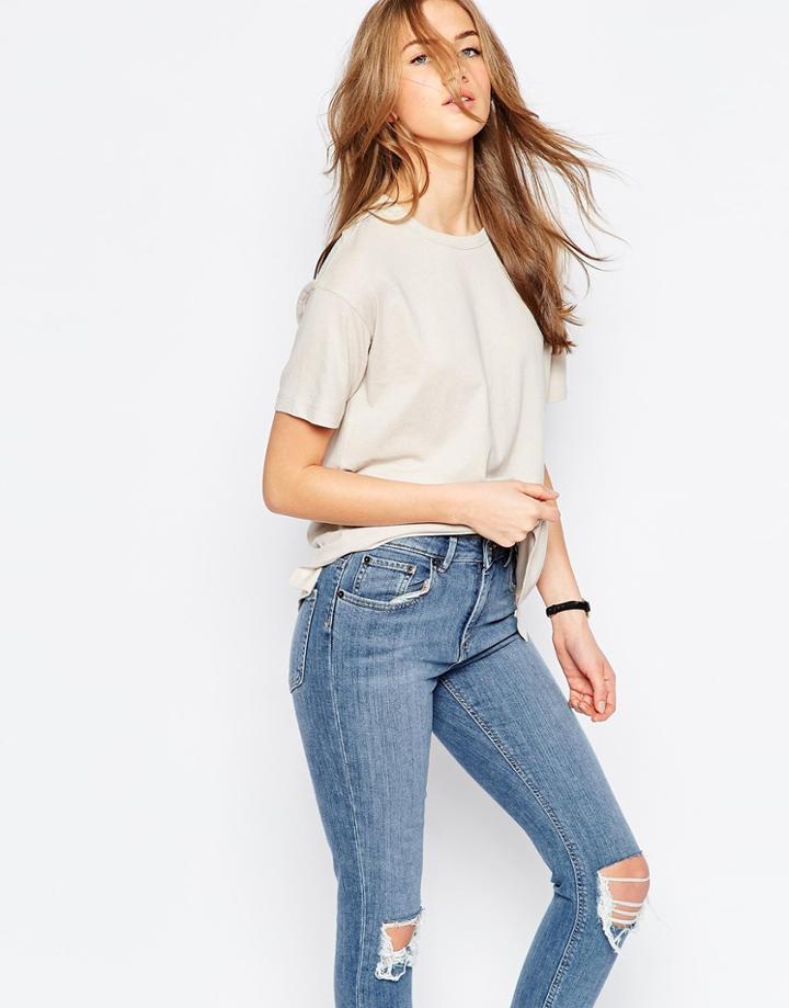 Asos Linen Look Oversized T-shirt - Gray