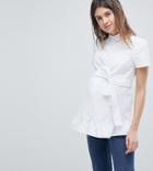Asos Maternity Exclusive Frill Tie Front Top - White
