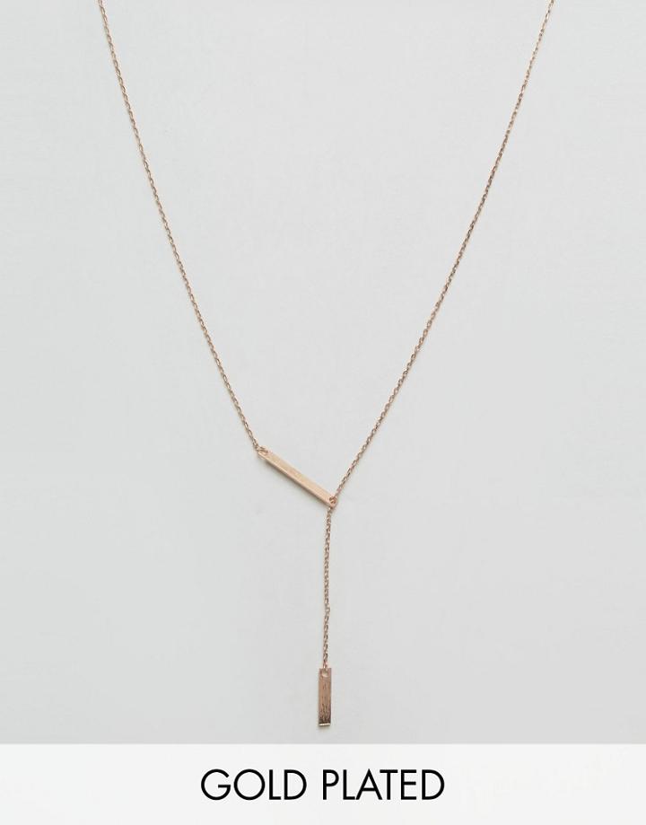 Nylon Rose Gold Plated Thread Thru Necklace - Gold