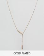 Nylon Rose Gold Plated Thread Thru Necklace - Gold