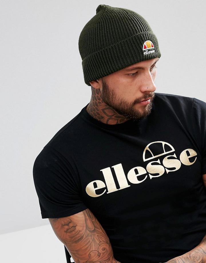 Ellesse Beanie With Small Logo In Khaki - Green
