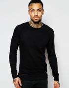 Diesel Crew Sweater S-mil Mesh Knit Raglan In Black - Black