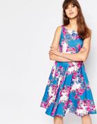 Traffic People Sass And Sunshine Twirl Dress In Floral Print - Blue
