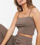 Catch Exclusive Ribbed Crop Top In Brown