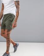 Asos 4505 Training Short In Mid Length With Quick Dry In Khaki - Green