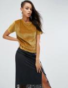 Asos T-shirt In Velvet - Gold