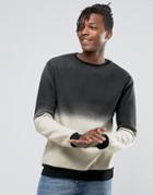 Kubban Denim Dip Dye Crew Sweater Kangaroo Pocket - Beige