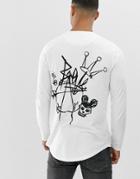 Le Breve Back Print Long Sleeve T-shirt-white