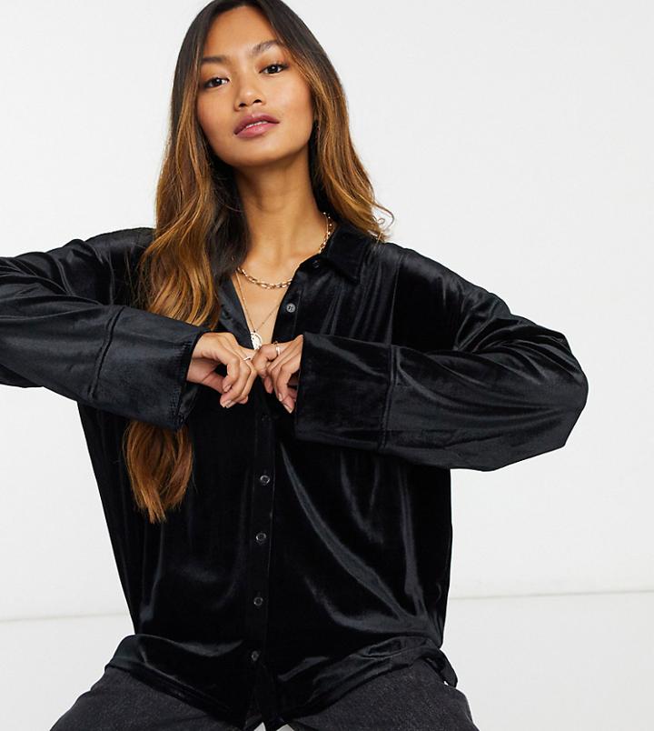 Native Youth Relaxed Shirt In Black Velvet