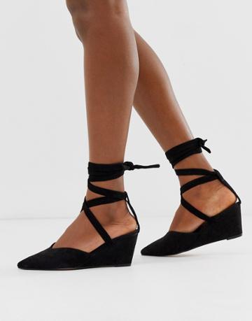 Asos Design Saxon Tie Leg Wedges-black