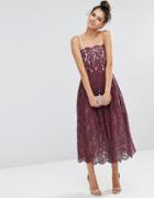 Asos Delicate Lace Bandeau Prom Dress - Red