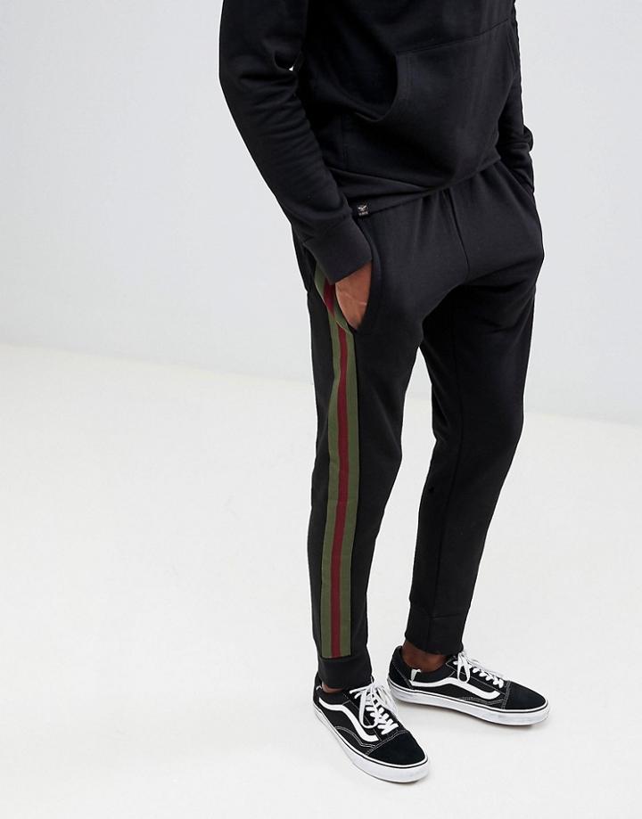 Le Breve Taped Stripe Joggers - Black