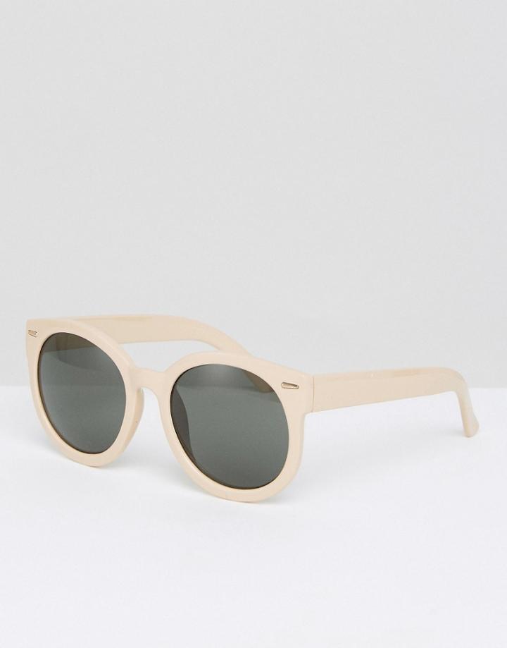 Monki Oversized Round Sunglasses - Beige
