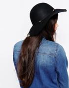 Asos Felt Floppy Hat With Metal Trim And Heart Charm - Black
