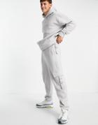 Topman Webbed Cargo Style Sweatpants In Gray - Part Of A Set-grey