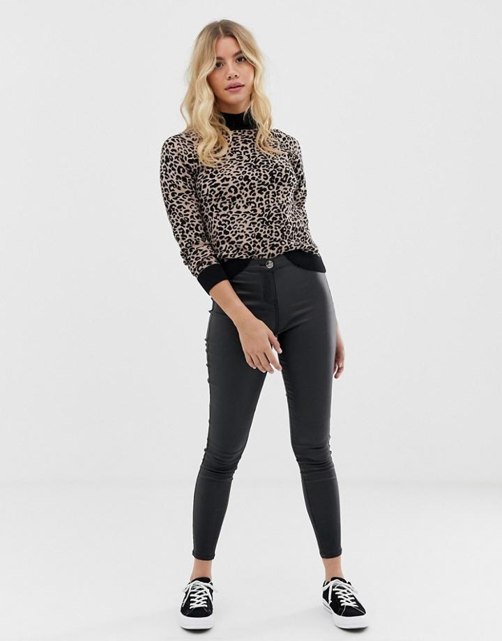 Parisian Faux Leather High Waisted Jeggings - Black