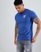 11 Degrees Muscle Fit T-shirt In Navy With Logo - Navy