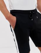 Asos Design Jersey Skinny Shorts With Side Stripe In Black