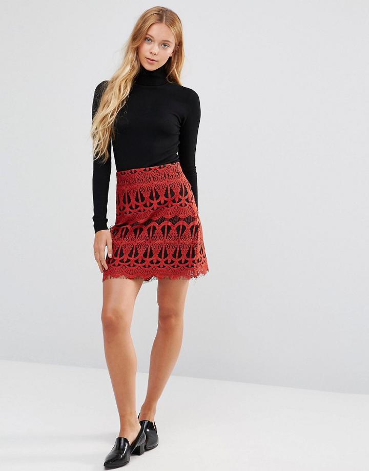 Goldie Dream Weaver Skirt In Lace - Orange
