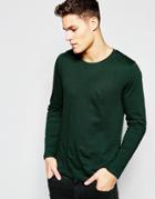 Asos Long Sleeve T-shirt With Crew Neck In Green - Green