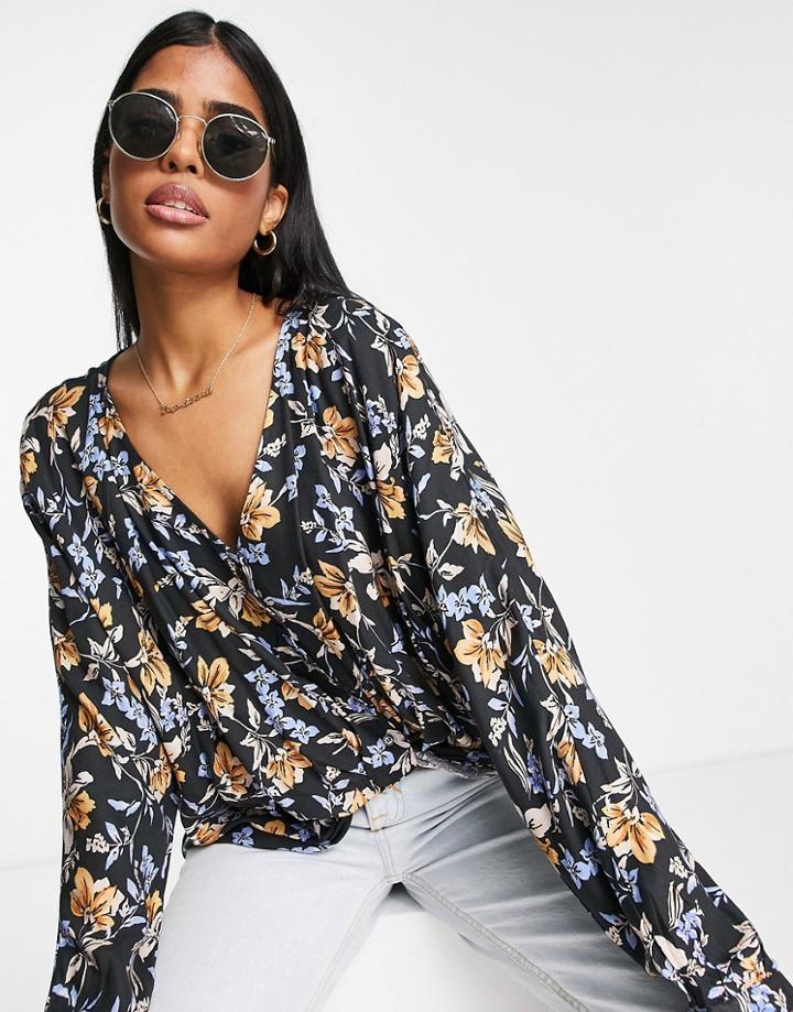 Only Alma Long Knot Front Floral Blouse-multi