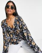 Only Alma Long Knot Front Floral Blouse-multi