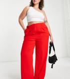 Urban Threads Plus Tailored Wide Leg Pants In Red