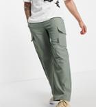 Collusion Nylon Wide Leg Cargo Pants With Pockets In Green