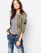 Only Band Jacket With Patches - Ivy Green