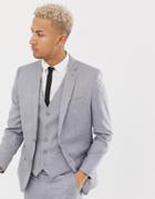 River Island Slim Fit Suit Jacket In Blue Gray