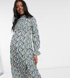 Influence Maternity Long Sleeve Midi Dress In Floral Print-multi