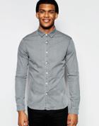 Asos Skinny Denim Shirt In Light Gray With Long Sleeves - Lt Gray