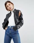 Asos Fencing Jacket In Faux Leather - Black