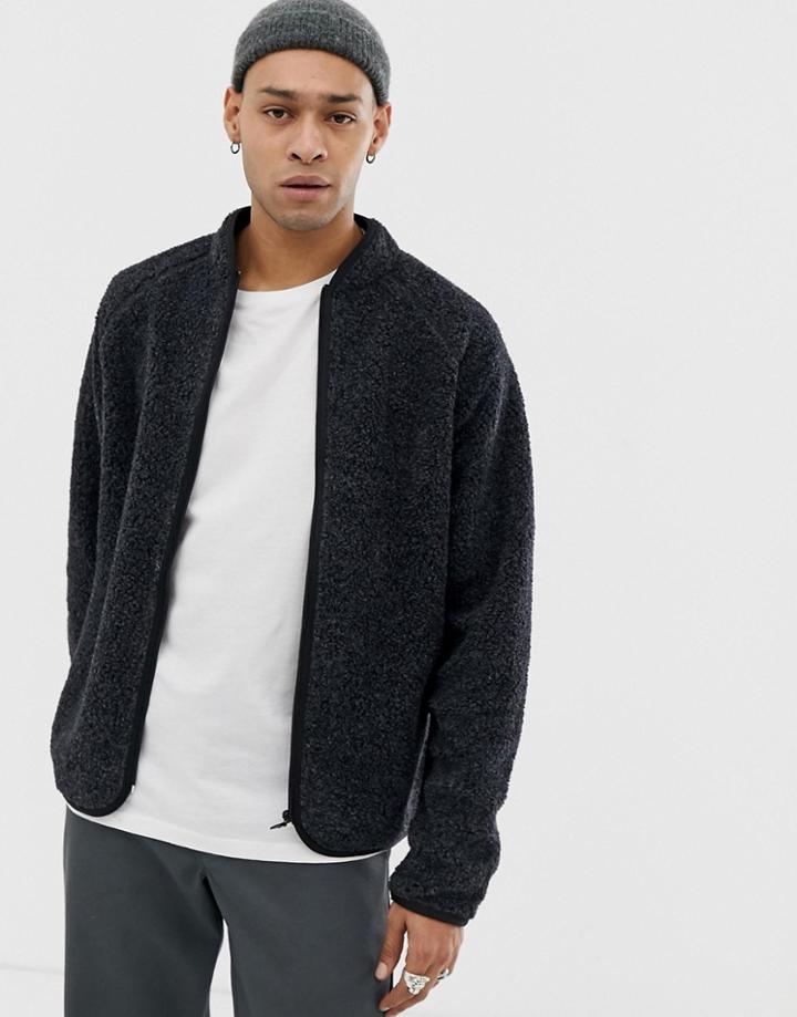 Weekday Shaun Zip Sweater In Black - Black