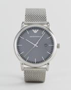 Emporio Armani Ar11069 Slim Mesh Watch In Silver - Silver