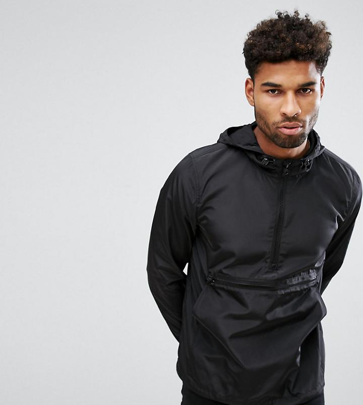 Asos Tall Overhead Windbreaker In Black - Black