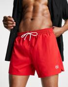 Abercrombie & Fitch 5 Inch Icon Logo Relaxed Fit Swim Shorts In Red